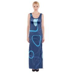 Abstract Blue Pattern Design Thigh Split Maxi Dress by brightlightarts