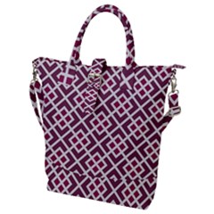 Two Tone Lattice Pattern Buckle Top Tote Bag by kellehco