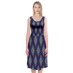 Colorful Diamonds Pattern3 Midi Sleeveless Dress by bloomingvinedesign