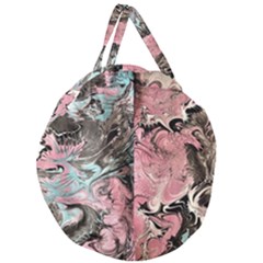 Marbling Collage Giant Round Zipper Tote by kaleidomarblingart