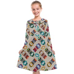 Ethnic Tribal Masks Kids  Midi Sailor Dress by tmsartbazaar