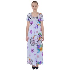 Cycle Ride High Waist Short Sleeve Maxi Dress by designsbymallika