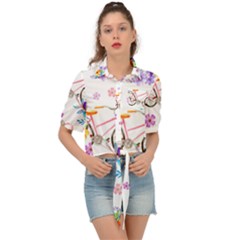 Cycle Ride Tie Front Shirt  by designsbymallika