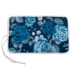 Blue Floral Print  Pen Storage Case (m) by designsbymallika