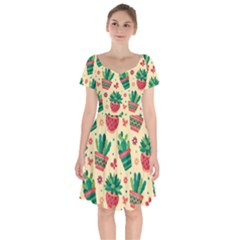 Cactus Love  Short Sleeve Bardot Dress by designsbymallika