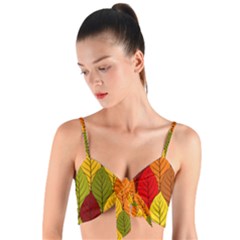 Autumn Leaves Woven Tie Front Bralet by designsbymallika