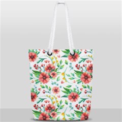 Beautiful Orange Flowers Full Print Rope Handle Tote (small) by designsbymallika