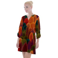 Autumn Trees Open Neck Shift Dress