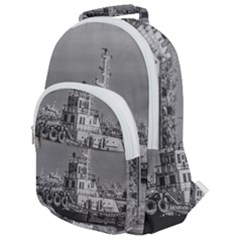 Tugboat At Port, Montevideo, Uruguay Rounded Multi Pocket Backpack by dflcprintsclothing