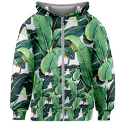 Tropical Banana Leaves Kids  Zipper Hoodie Without Drawstring by goljakoff