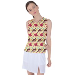 Cute Leaf Pattern Women s Sleeveless Sports Top by designsbymallika