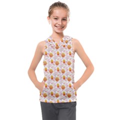 Orange Pink Tree Pattern Kids  Sleeveless Hoodie by designsbymallika