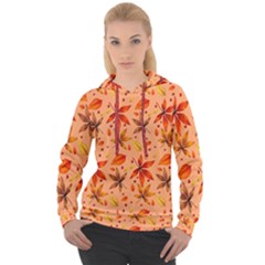 Orange Brown Leaves Women s Overhead Hoodie by designsbymallika