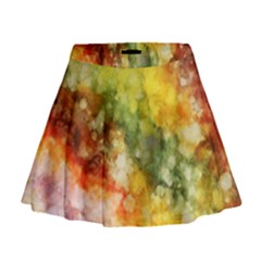 The Drawn Background Grunge, A Multikolor Mini Flare Skirt by FloraaplusDesign