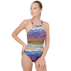 Arid Andean Landscape, La Rioja, Argentina010 High Neck One Piece Swimsuit by dflcprintsclothing