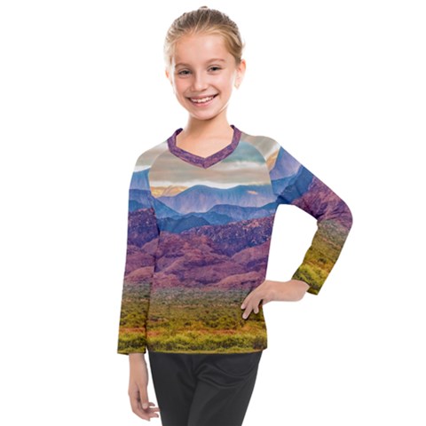 Arid Andean Landscape, La Rioja, Argentina010 Kids  Long Mesh Tee by dflcprintsclothing