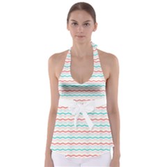 Aqua Coral Waves Babydoll Tankini Top