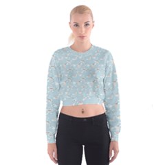 Birds And Flowers Cropped Sweatshirt by CuteKingdom