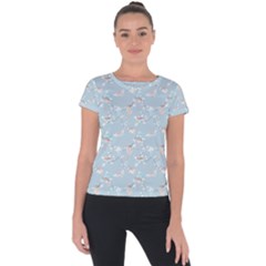 Birds And Flowers Short Sleeve Sports Top  by CuteKingdom