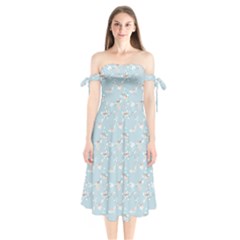 Birds And Flowers Shoulder Tie Bardot Midi Dress by CuteKingdom