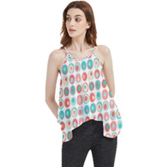 Aqua Coral Circles Flowy Camisole Tank Top