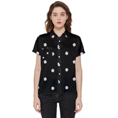 Black And White Baseball Motif Pattern Short Sleeve Pocket Shirt