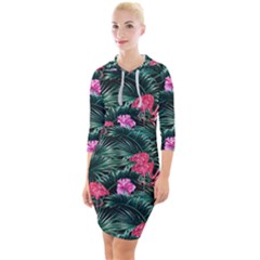 Pink Flamingo Quarter Sleeve Hood Bodycon Dress by goljakoff