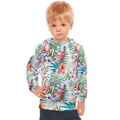 Tropical Flamingos Kids  Hooded Pullover by goljakoff