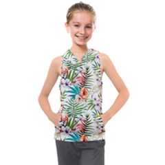 Tropical Flamingos Kids  Sleeveless Hoodie by goljakoff