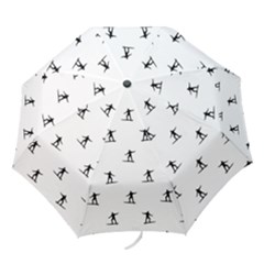 Black And White Surfing Motif Graphic Print Pattern Folding Umbrellas by dflcprintsclothing