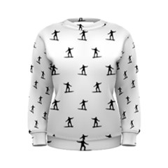 Black And White Surfing Motif Graphic Print Pattern Women s Sweatshirt by dflcprintsclothing