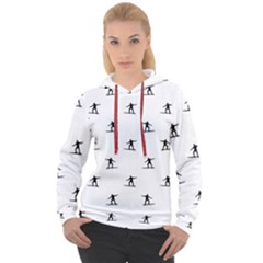 Black And White Surfing Motif Graphic Print Pattern Women s Overhead Hoodie by dflcprintsclothing