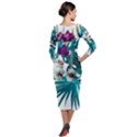 Tropical flowers Quarter Sleeve Midi Velour Bodycon Dress View2