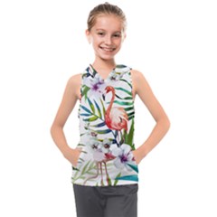 Tropical Flamingo Kids  Sleeveless Hoodie by goljakoff