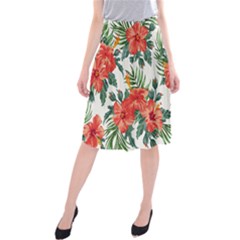 Red Flowers Midi Beach Skirt by goljakoff