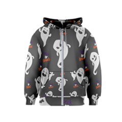 Halloween Ghost Trick Or Treat Seamless Repeat Pattern Kids  Zipper Hoodie by KentuckyClothing