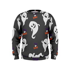 Halloween Ghost Trick Or Treat Seamless Repeat Pattern Kids  Sweatshirt by KentuckyClothing