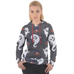 Halloween Ghost Trick Or Treat Seamless Repeat Pattern Women s Overhead Hoodie by KentuckyClothing