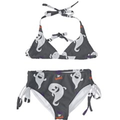 Halloween Ghost Trick Or Treat Seamless Repeat Pattern Kids  Classic Bikini Set by KentuckyClothing