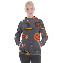 Halloween Themed Seamless Repeat Pattern Women s Hooded Pullover by KentuckyClothing