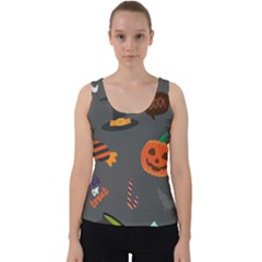 Halloween Themed Seamless Repeat Pattern Velvet Tank Top by KentuckyClothing