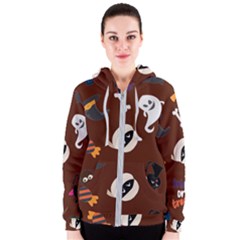 Halloween Seamless Repeat Pattern Women s Zipper Hoodie by KentuckyClothing