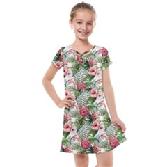 Monstera Flowers Pattern Kids  Cross Web Dress by goljakoff