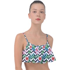 Zigzag Flowers Pattern Frill Bikini Top by goljakoff