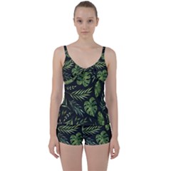 Green Leaves Tie Front Two Piece Tankini by goljakoff