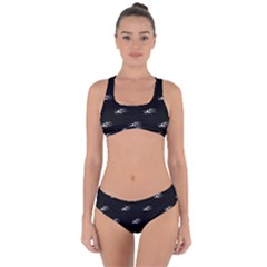 Formula One Black And White Graphic Pattern Criss Cross Bikini Set by dflcprintsclothing