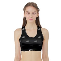 Formula One Black And White Graphic Pattern Sports Bra With Border by dflcprintsclothing