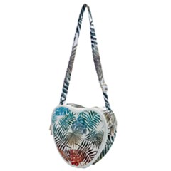 Blue Tropical Leaves Heart Shoulder Bag by goljakoff