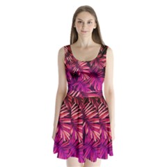 Pink Leaves Split Back Mini Dress  by goljakoff