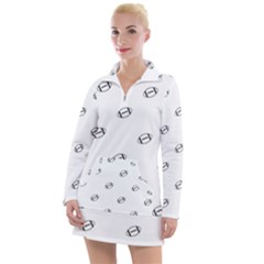 American Football Ball Motif Print Pattern Women s Long Sleeve Casual Dress by dflcprintsclothing